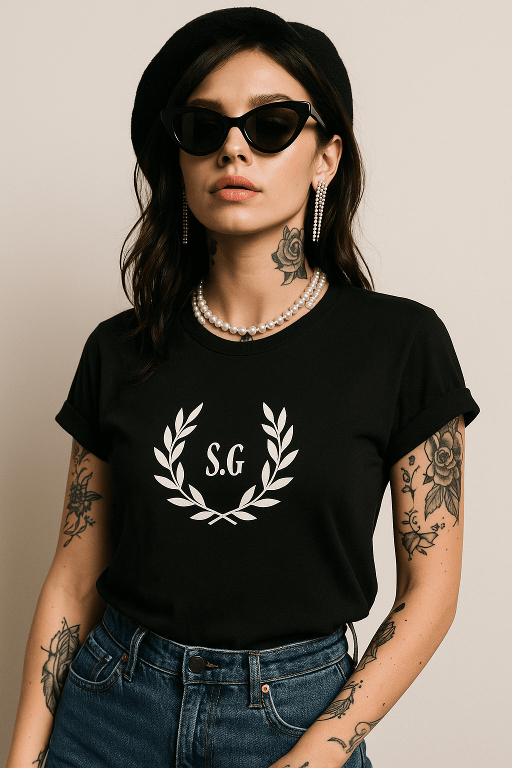 Camiseta negra TORMENTA edición limitada con corona de laurel grande