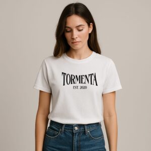 Camiseta TORMENTA EST 2020 blanca con vinilo artesanal